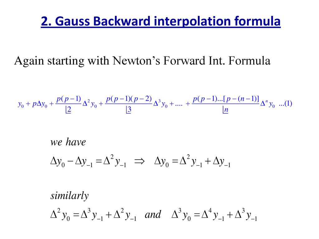 Gauss backward interpolation formula c program download